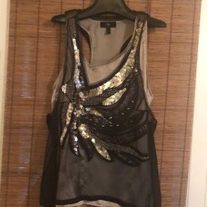 Dressy sequin & beaded tank top